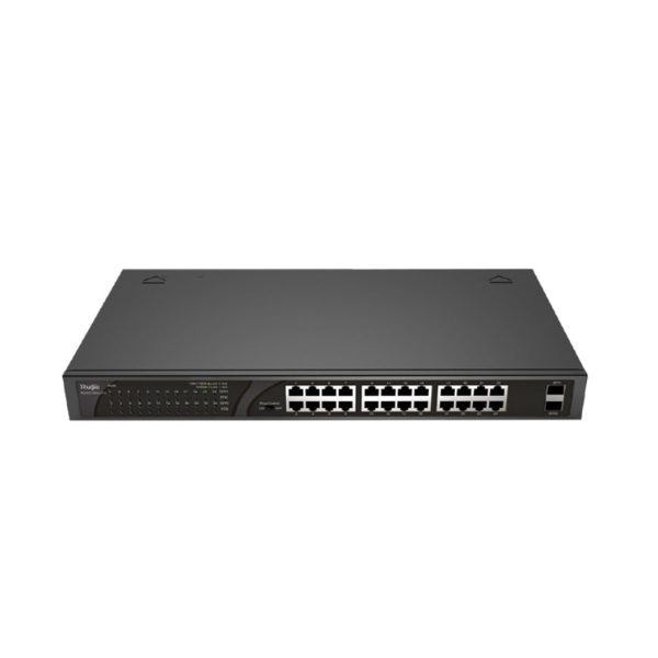 Cục chia mạng Switch PoE 24 cổng RUIJIE RG-ES126G-LP-L tốc độ 52Gbps, 2 cổng 1000M SFP