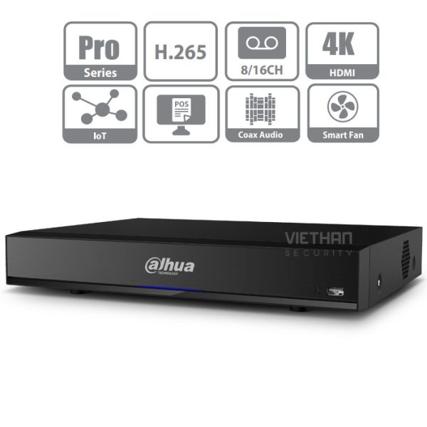 Đầu ghi hình Dahua DH-XVR7116HE-4KL-X HD 4K, 1 Sata, Audio,  kết nối 5 in 1, add thêm 16 camera IP