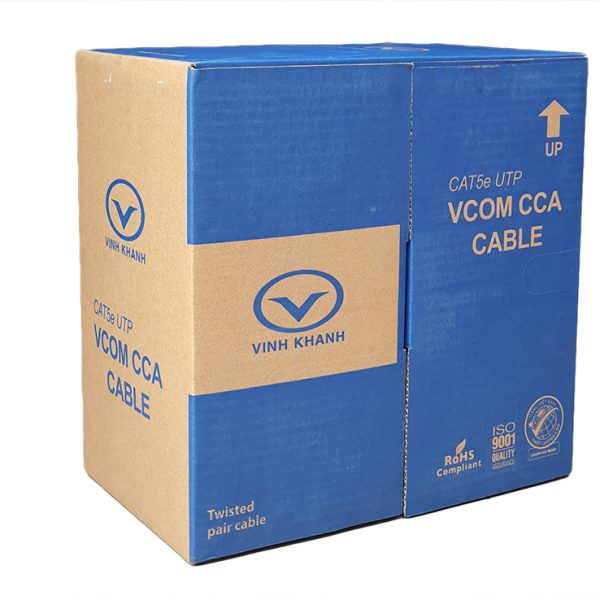 Cáp mạng VCOM Cat5e UTP CCA vỏ PVC (cuộn 305M)