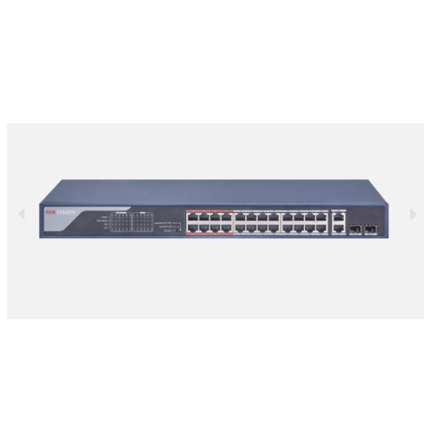 Switch poe 24 port Hikvision DS-3E0326P-E(B) cấp nguồn lên đến 250m