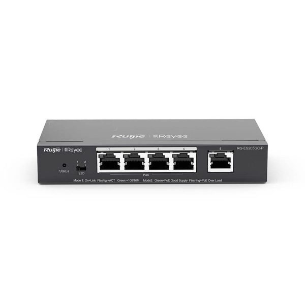Switch PoE 5 cổng chuyên dùng CCTV RUIJIE RG-ES205GC-P tốc độ 10Gbps
