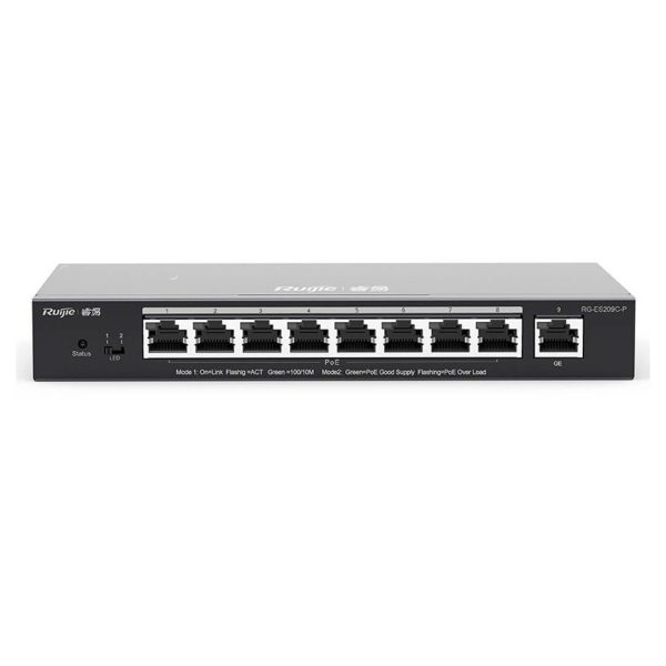 Thiết bị mạng HUB -SWITCH Ruijie RG-ES209GC-P ( 9-Port Gigabit Smart POE Switch, 9 Gigabit RJ45 Ports , including 8 PoE/POE )