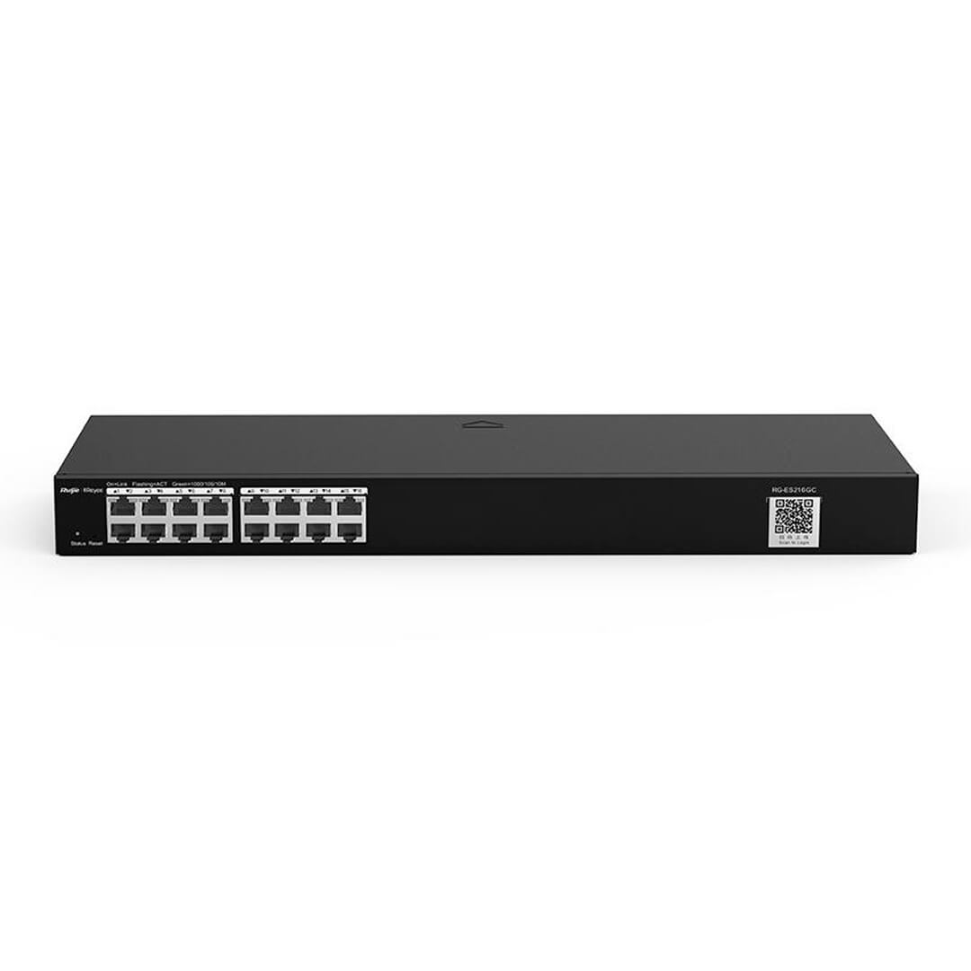 Thiết bị mạng HUB -SWITCH Ruijie RG-ES216GC ( 16-Port Gigabit Smart Switch, 16 Gigabit RJ45 Ports,19-inch Rack-mountable Steel Case )