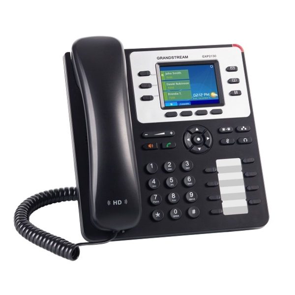 Điện thoại IP để bàn cao cấp PoE Grandstream GXP2130 2 cổng LAN, 8 phím gọi nhanh BLF, màn hình màu LCD