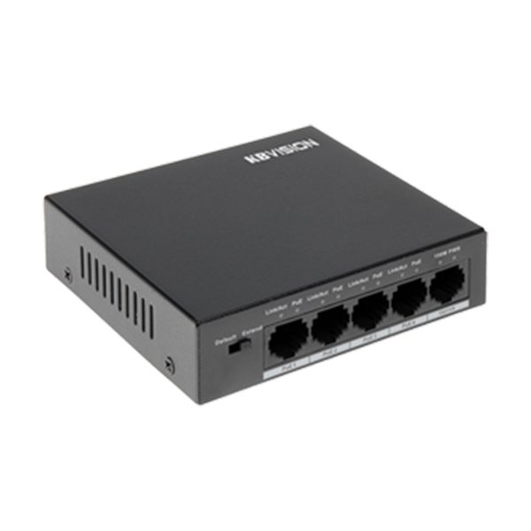 Thiết bị mạng HUB -SWITCH POE Kbvision KX-ASW04P1 (4 x 10/100Mbps PoE Ports + 1 x 100Mbps Uplink port)