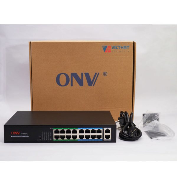Switch poe 16 port ONV H1016PLS 16x10/100M PoE port + 2 uplink port
