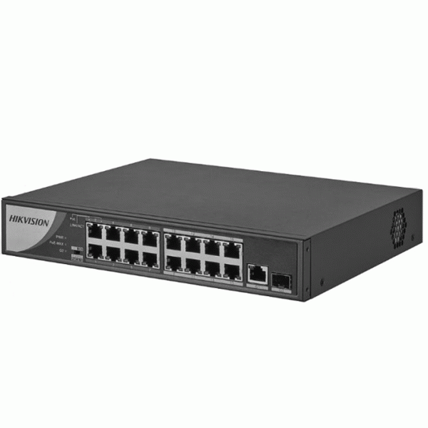 Switch Poe 16 port Hikvision DS-3E0318P-E/M(B) công suất 135W cấp nguồn đến 250m