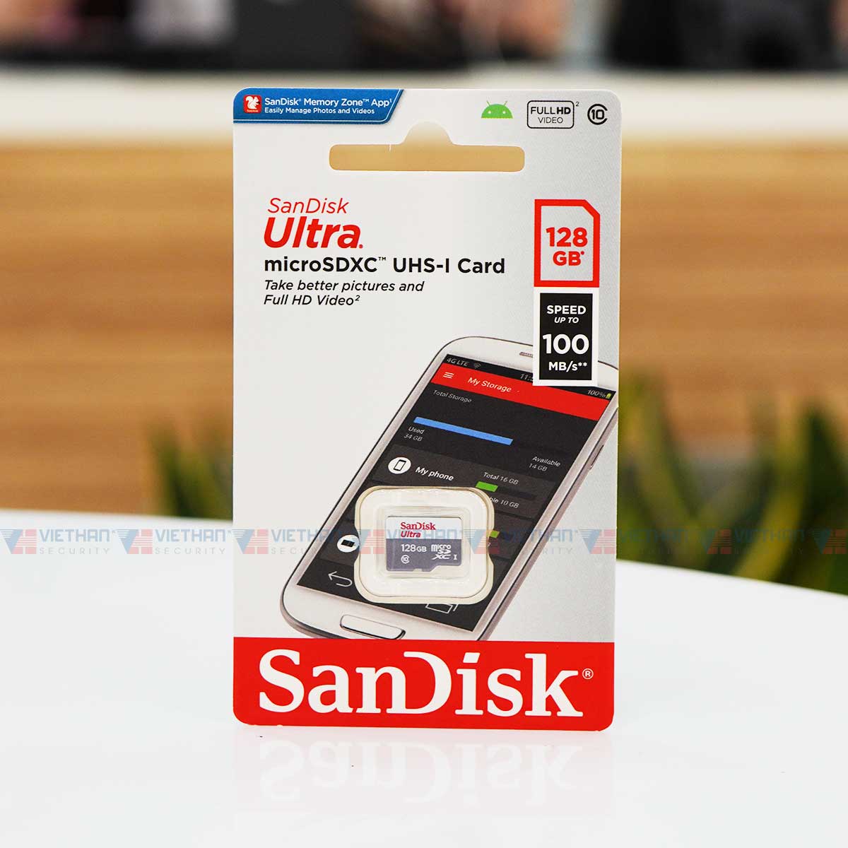Thẻ nhớ SanDisk 128GB Ultra microSDXC, C10, UHS-1, 100MB/s R, 4x6, SDSQUNR-128G-GN6MN