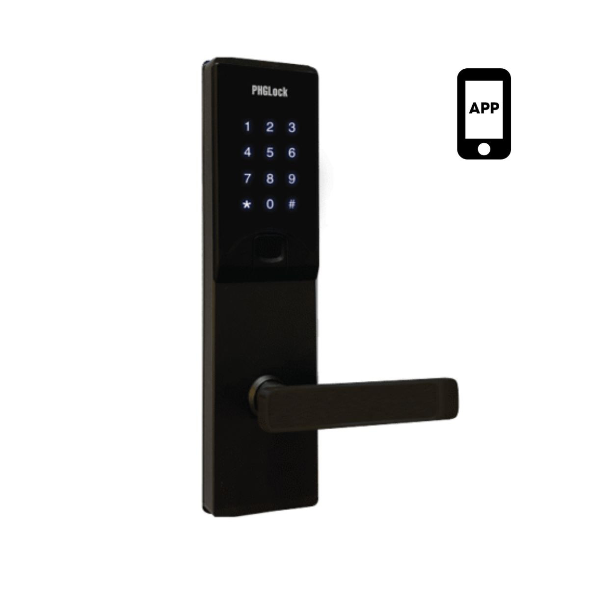 Khóa cửa thông minh thẻ từ MI & mật mã, chìa khóa cơ PHGLock KR7868 ( tùy chọn APP)