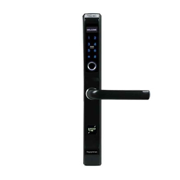 Khóa vân tay cửa nhôm xingfa PHGLock FP5292 màu đen, thẻ MI, mật mã, vân tay, chìa khóa cơ