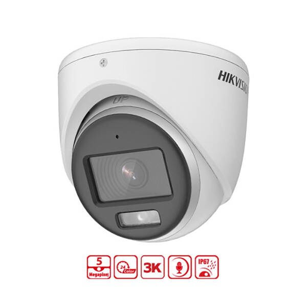 Camera dome colorvu 3K thế hệ mới Hikvision DS-2CE70KF0T-MFS 5MP, đèn LED 20m, tích hợp mic thu âm