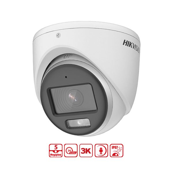 Camera colorvu 3K Hikvision DS-2CE72KF0T-FS 5MP cảm biến CMOS, đèn LED 40m, tích hợp mic thu âm