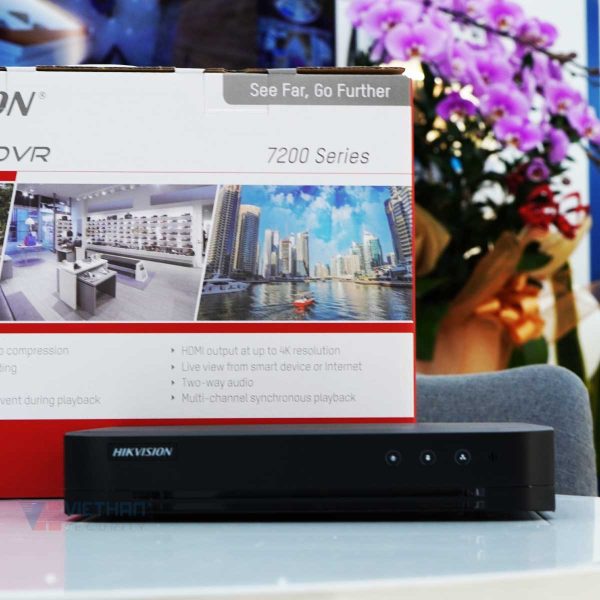 Đầu ghi 8 kênh Hikvision iDS-7208HQHI-M1/E( C ) Motion nhận dạng người & xe, 1 cổng SATA, add 4 camera IP