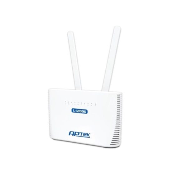 Bộ phát wifi modem 4G/LTE gắn sim 3 cổng lan Aptek L1200G wifi AC1200 tốc độ chịu tải cao cho camera, gia đình, xe khách