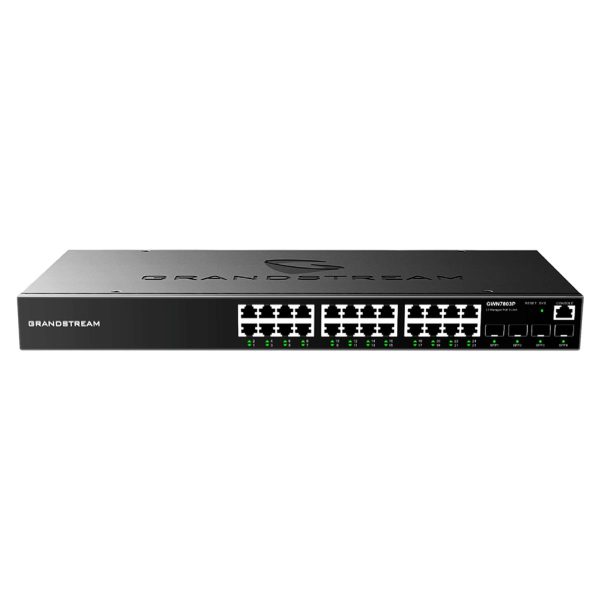 Switch chia mạng Poe 24 cổng Gigabit layer 2+ Grandstream GWN7803P  PoE out max 360 wat, 4 cổng Gigabit SFP