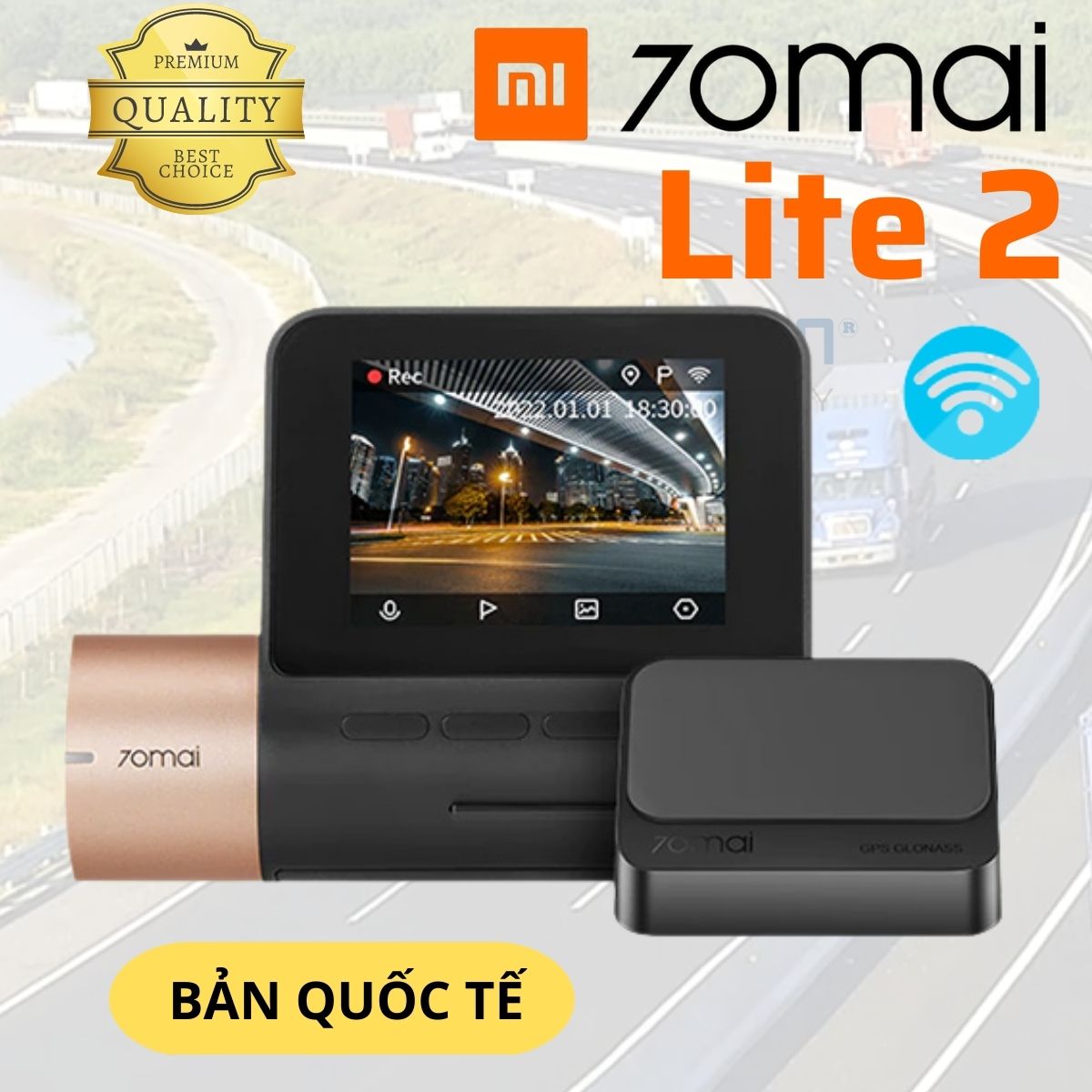 Camera giám sát hành trình Xiaomi 70Mai lite 2 HD1080P, LCD 2inch , GPS (mua rời) - Bản Quốc Tế