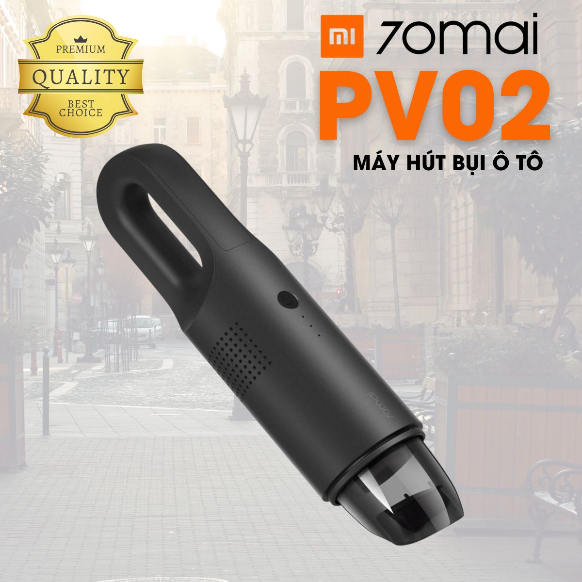 Máy hút bụi ô tô cầm tay Xiaomi 70mai PV02, pin 4000mAh, lực hút tối đa 5000pa
