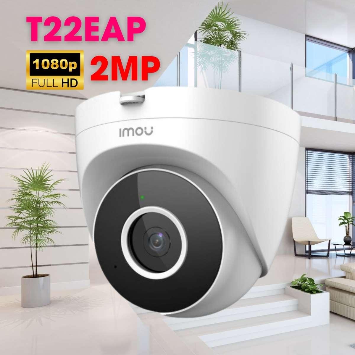 Camera Dome IP Poe trong nhà Imou T22EAP 2MP, hồng ngoại 30m, chống báo động giả