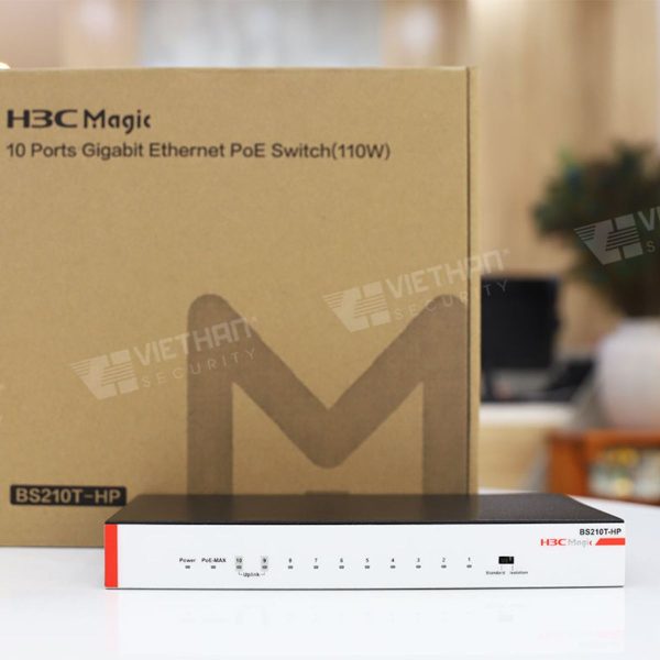 Thiết bị chuyển mạch PoE 10 cổng gigabit H3C BS210T-HP tốc độ chuyển mạch 14,9Mpps, công suất PoE 110W