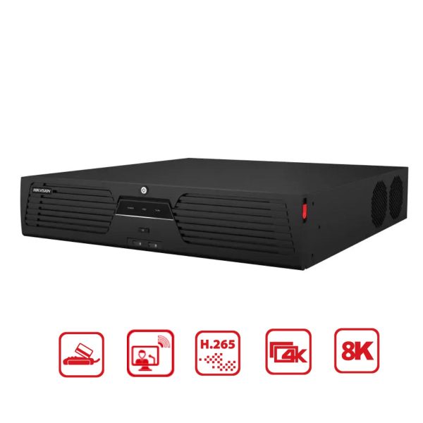 Đầu ghi IP 64 kênh Hikvision DS-9664NI-M16 hỗ trợ 16 SATA 14TB, 1 eSATA, băng thông đầu vào 400Mbps