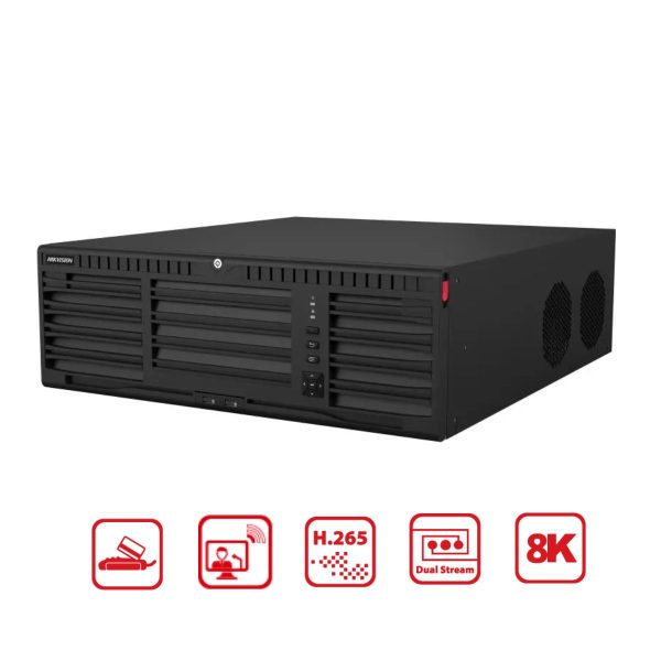 Đầu thu hình camera IP 128 kênh Hikvision DS-96128NI-M16 hỗ trợ camera 32MP, 16 SATA đến 14TB, 1 eSATA