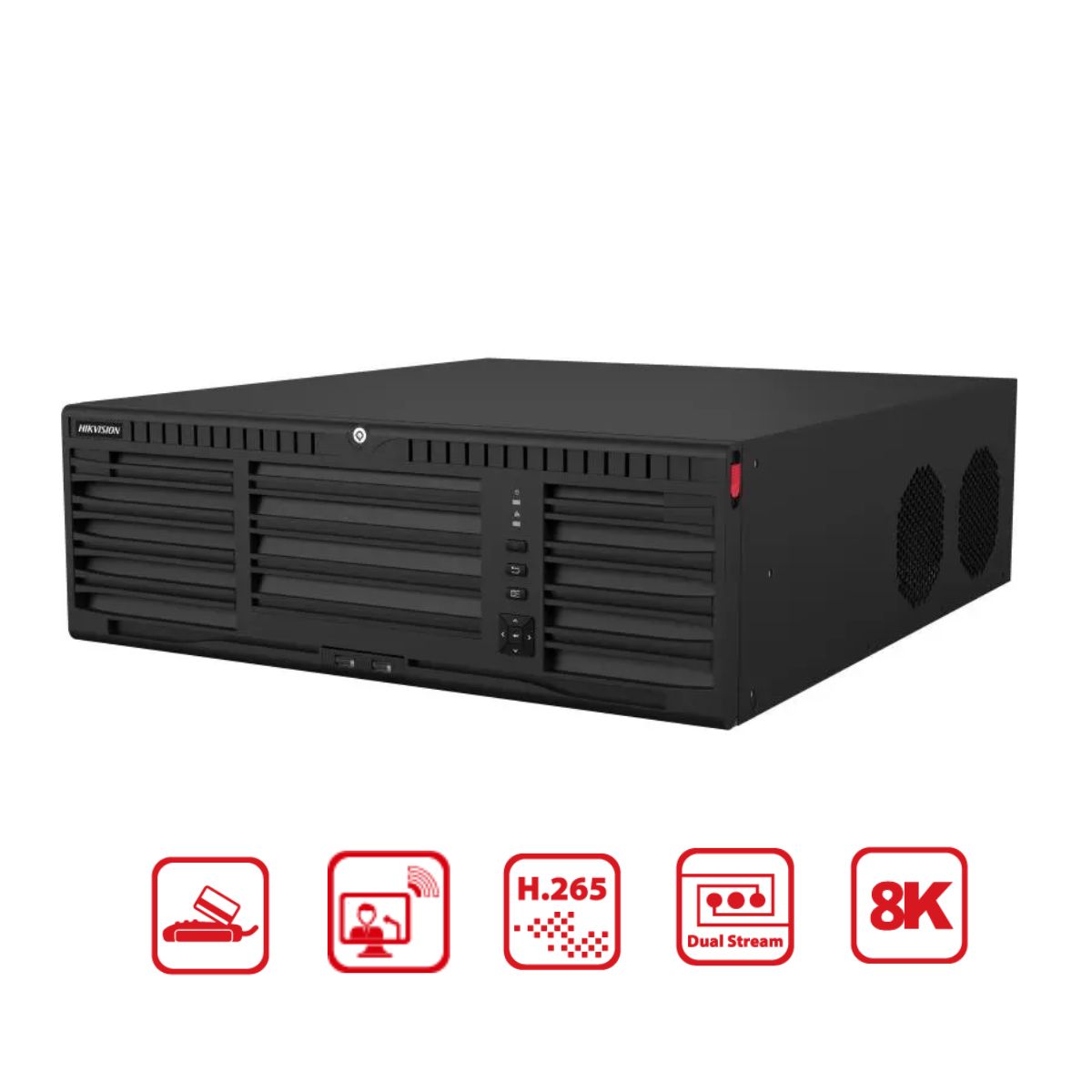 Đầu thu hình camera IP 128 kênh Hikvision DS-96128NI-M16 hỗ trợ camera 32MP, 16 SATA đến 14TB, 1 eSATA