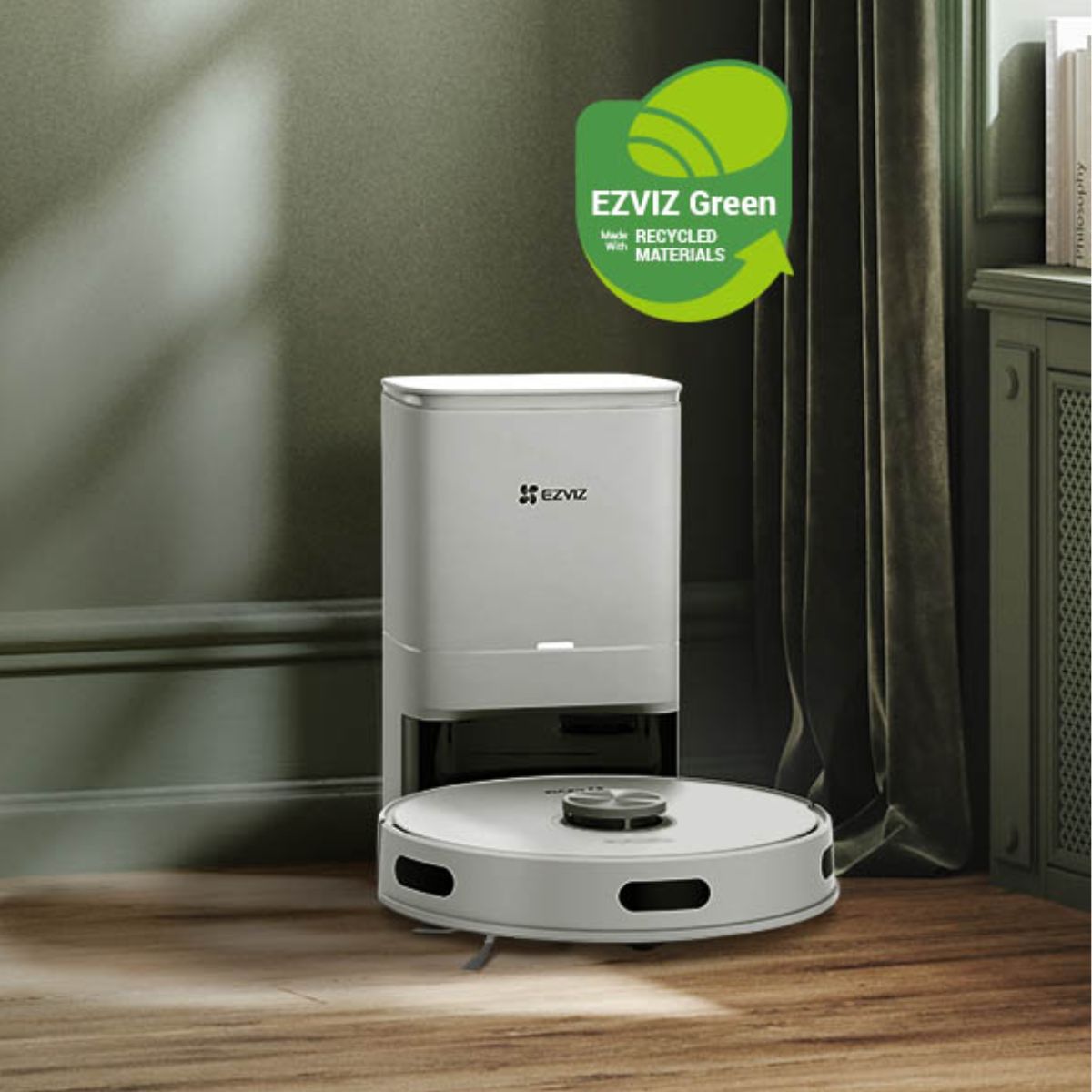 Robot hút bụi lau nhà thông minh Ezviz CS-RE5P-TWT2 dung tích túi chứa 4L, lực hút 4000PA, tự động thu gom bụi bẩn