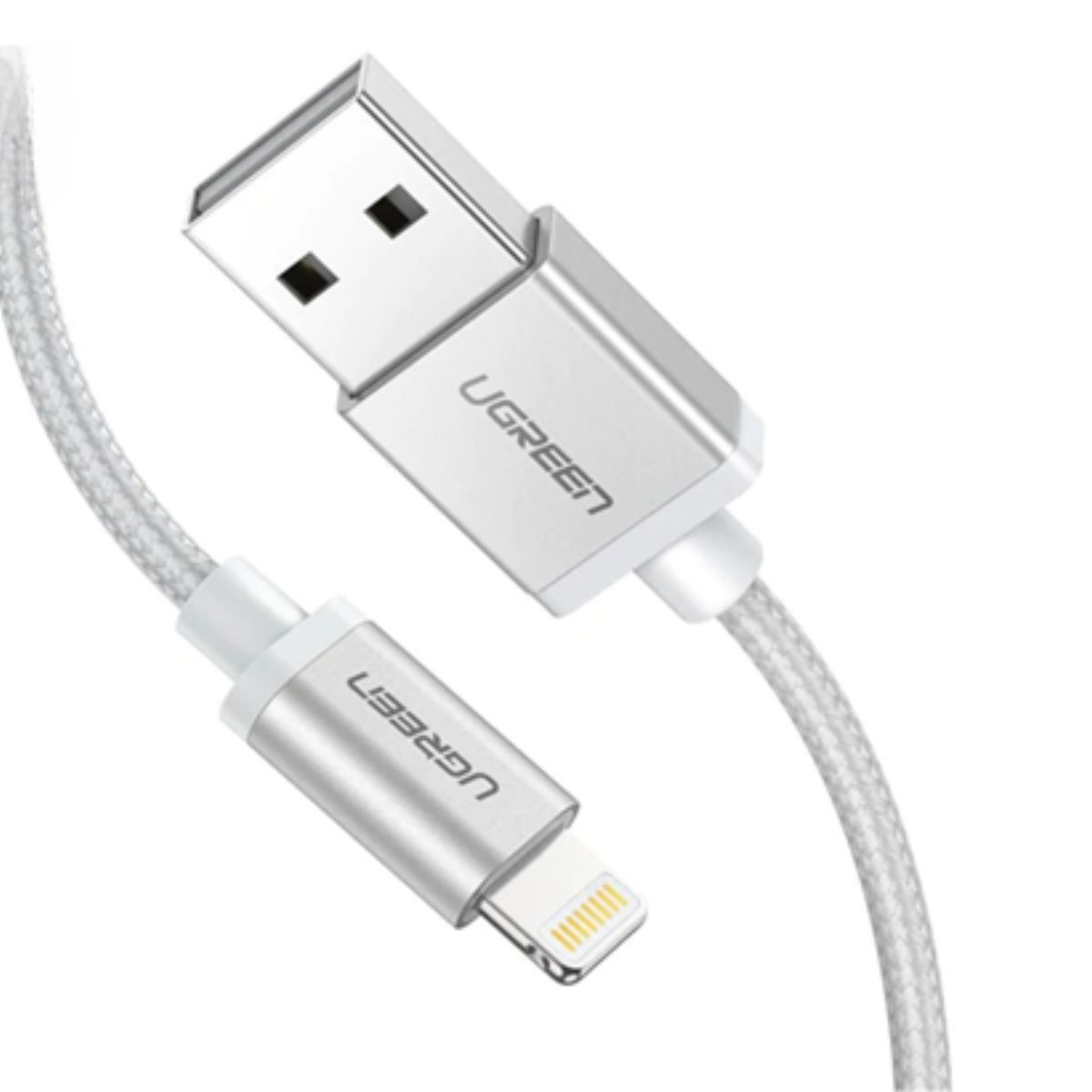 Cáp sạc nhanh USB sang Lightning Ugreen 60163 US199 chiều dài 2m, màu bạc, tốc độ truyền tải 480Mbps