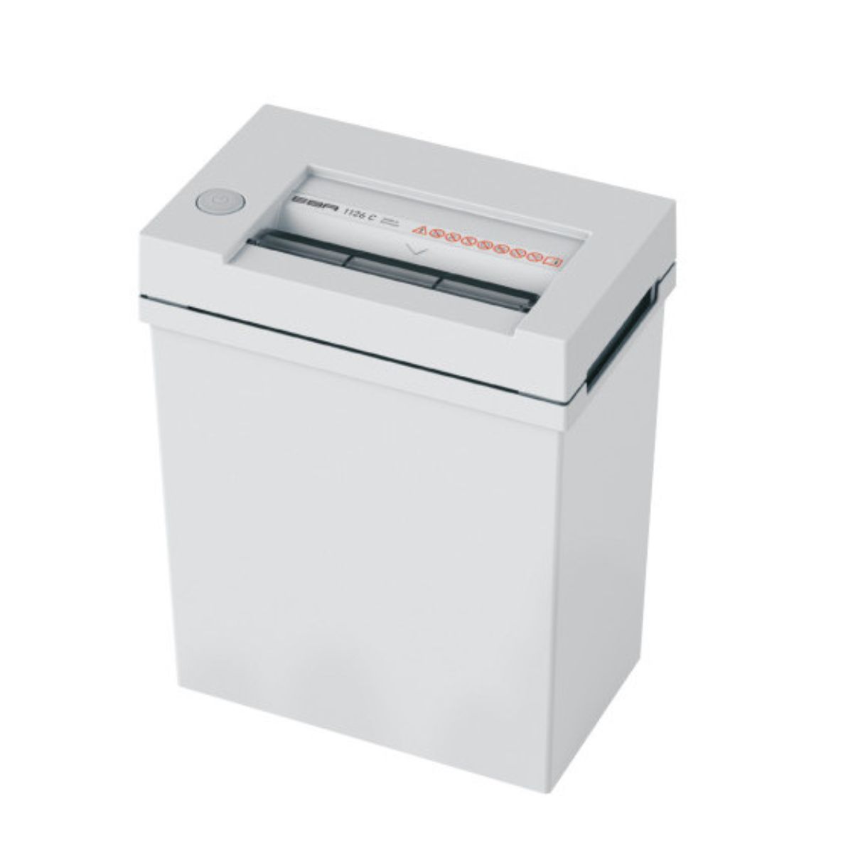 Máy hủy giấy, kẹp giấy dung tích 20 lít EBA 1126C kiểu hủy vụn, công suất hủy 6-7 tờ