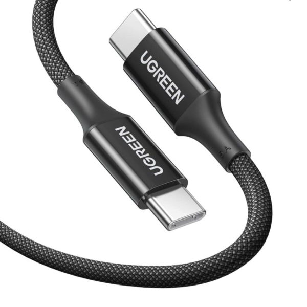 Cáp sạc chiều dài 1m USB-C đến USB-C Ugreen 15275 US557 màu đen, Silicone bọc nylon, hỗ trợ sạc 5A, tốc độ 480Mbps