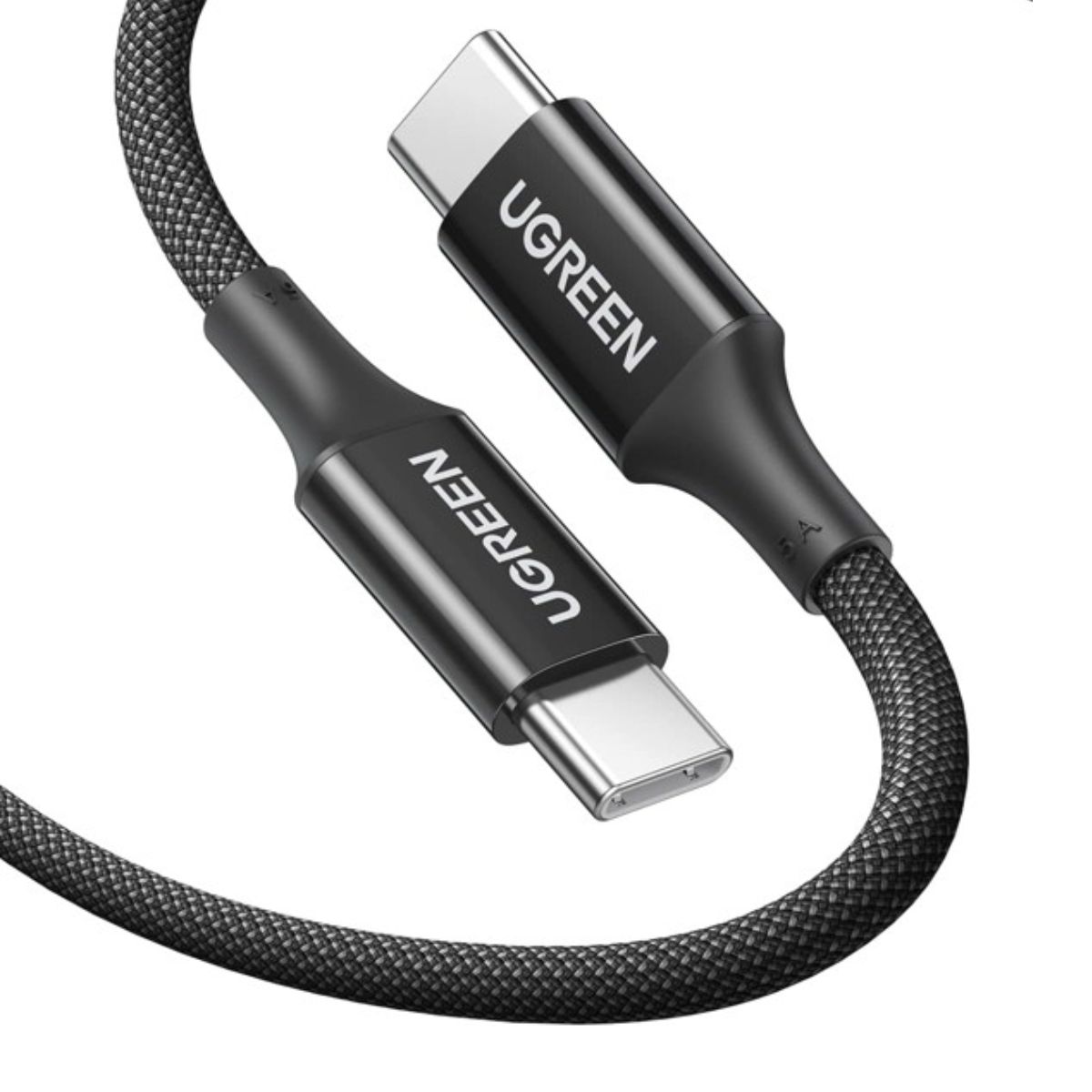 Cáp sạc chiều dài 1m USB-C đến USB-C Ugreen 15275 US557 màu đen, Silicone bọc nylon, hỗ trợ sạc 5A, tốc độ 480Mbps