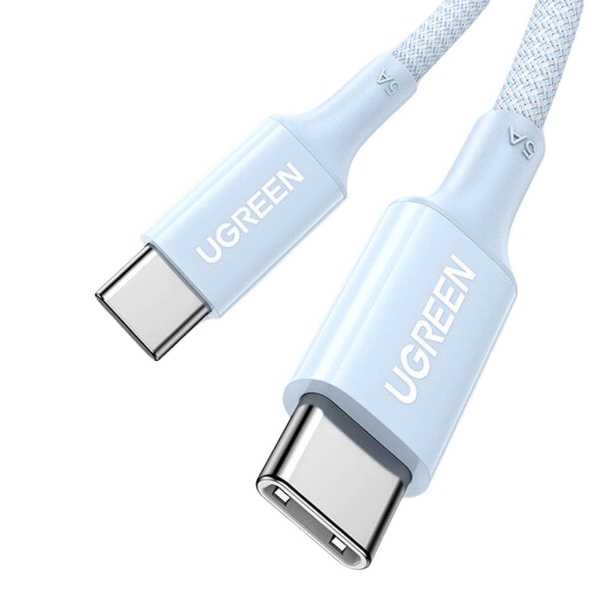Cáp sạc nhanh silicone dài 1m Type-C to Type-C Ugreen 15271 US557 màu xanh, hỗ trợ sạc Quick charge 3,0