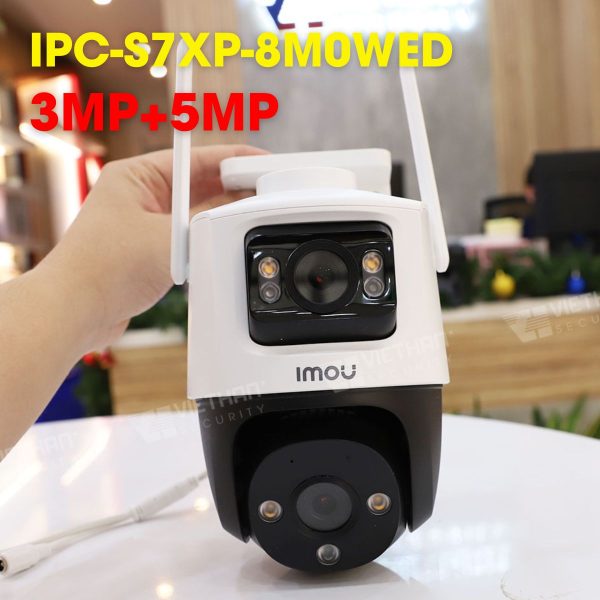 Camera Ranger Dual 8MP IMOU IPC-S7XP-8M0WED 8mp (3MP+5MP) hồng ngoại 30m, tích hợp mic và loa, còi báo động 110dB
