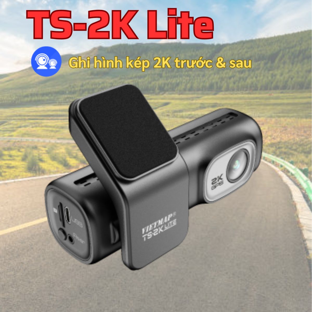 Camera hành trình trước sau Super HD 2K VIETMAP TS2K-LITE màn hình 0,96 inch