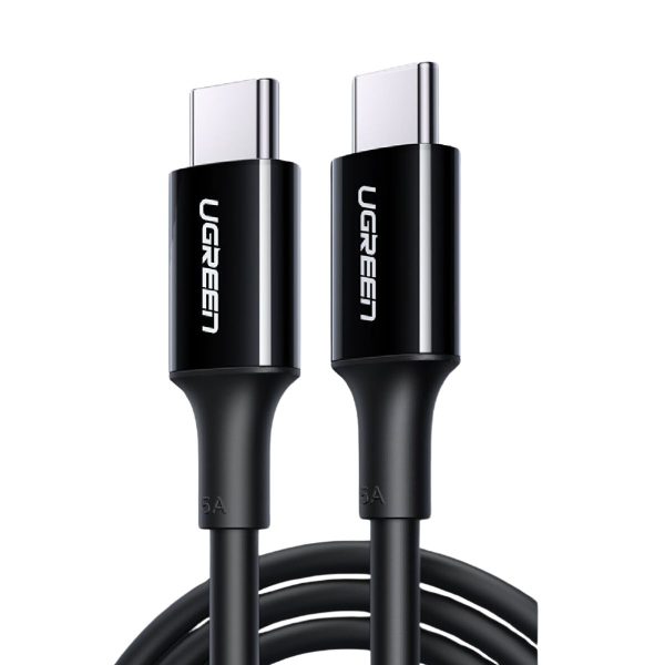 Cáp sạc nhanh chiều dài 50cm Type-C to Type-C Ugreen 30700 US300 màu đen, hỗ trợ sạc nhanh 5A, công suất 100W