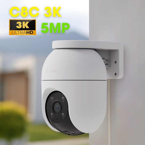 Camera wifi ngoài trời 360 độ Ezviz C8C 3K 5MP, hồng ngoại 30m, cảnh báo chủ động đèn chớp và còi, phát hiện người và xe