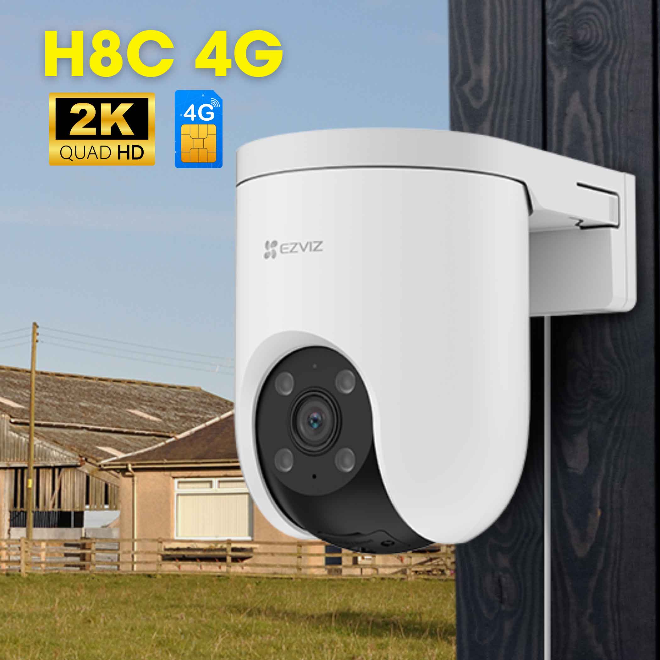 Camera wifi dùng sim 4G Ezviz H8c 4G 2K hồng ngoại 30m, phát hiện chuyển động, đàm thoại 2 chiều