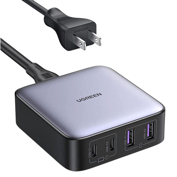 Củ sạc máy tính để bàn PD GaN Ugreen 90735 CD327 65W, 2 cổng Type-C, 2 cổng Type-A