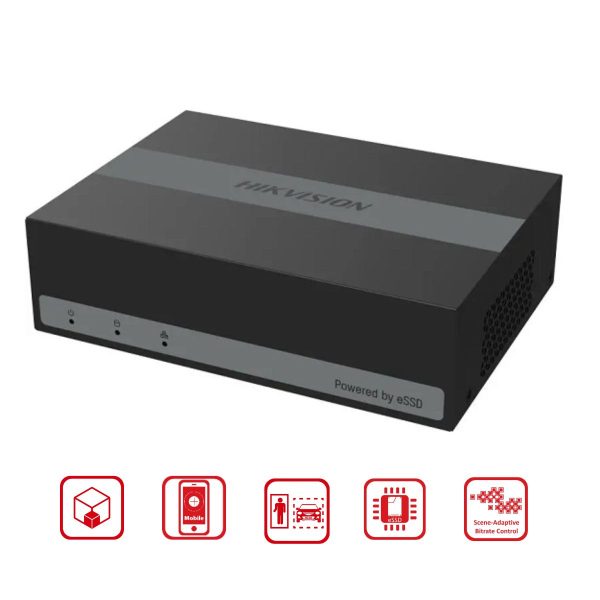 Đầu ghi hình Hybrid 8 kênh Hikvision DS-E08HGHI-D ổ cứng eSSD 1TB, phân tích người và xe
