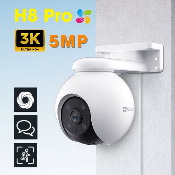 Camera wifi ngoài trời Ezviz H8 Pro 3K 5MP, hồng ngoại 30m, đàm thoại 2 chiều