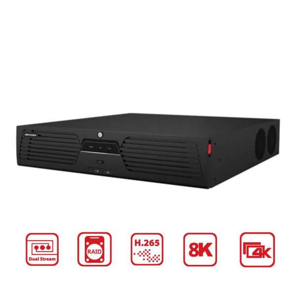 Đầu ghi IP 32 kênh 3U 8K Hikvision DS-9632NI-M8 8 khe ổ cứng HDD và 1 khe eSata
