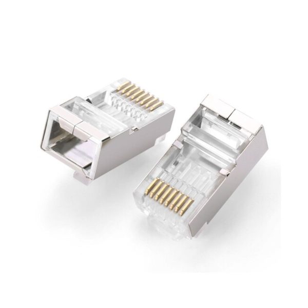 Hạt mạng Ugreen 20333 NW111 RJ45 CAT6/CAT6e, mạ vàng 24K chống rỉ, đầu bọc nhôm (Hộp 10 cái)