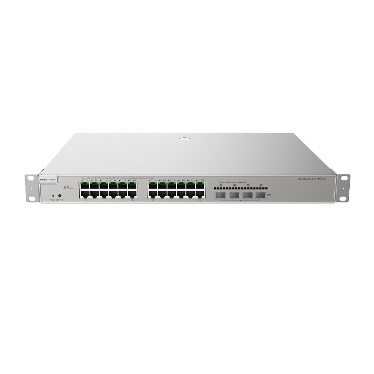 Bộ switch mạng Layer 3 Smart Managed Switch Reyee RG-NBS5200-24GT4XS-P 24 cổng 10/100/1000BASE-T PoE/PoE+, 4 cổng SFP+ 10G BASE-X, PoE 370W, 128Gbps