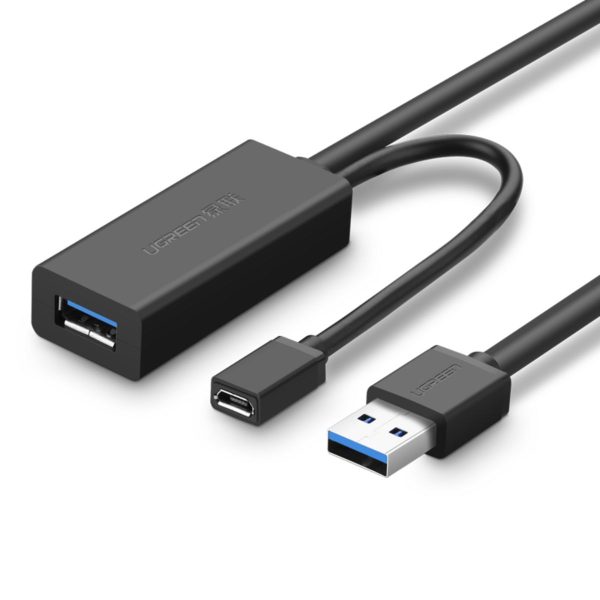 Cáp USB 3.0 nối dài 5m hỗ trợ nguồn Micro USB chính hãng Ugreen 20826 cao cấp
