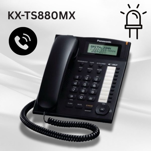 Điện thoại bàn Panasonic KX-TS880MX Màu đen, Màn hình LCD, Quay số nhanh