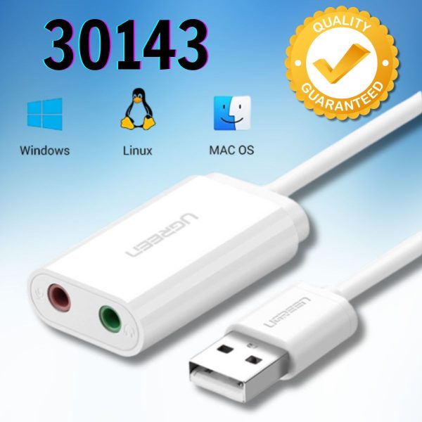 Cáp chuyển USB 2.0 sang 3.5mm Ugreen 30143, Âm thanh 16 bit - 48 Khz