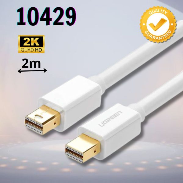 Cáp Mini Displayport 2 đầu Ugreen 10429 dài 2m Màu trắng, Hỗ trợ độ phân giải 2K