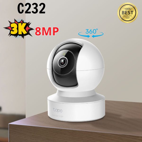 Camera quay 360 độ Tp-Link Tapo C232 3K 5MP Theo dõi AI thông minh, Chế độ riêng tư