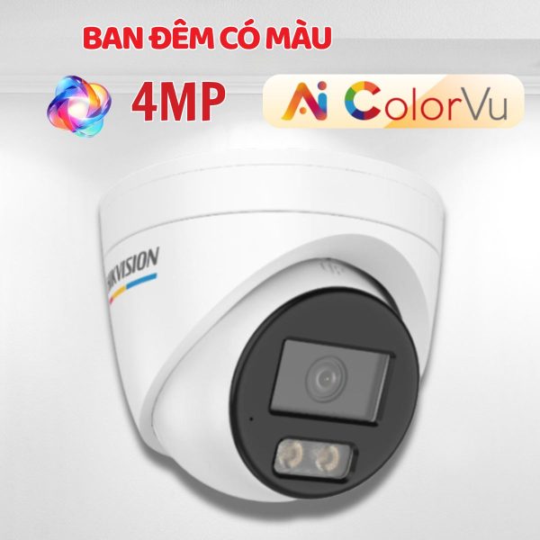Camera AI ColorVu 3.0 Hikvision 4MP DS-2CD1347G3H-LIUF/SRB ban đêm có màu, Đàm thoại 2 chiều, Phát hiện chuyển động, Nhận diện chính xác người và phương tiện