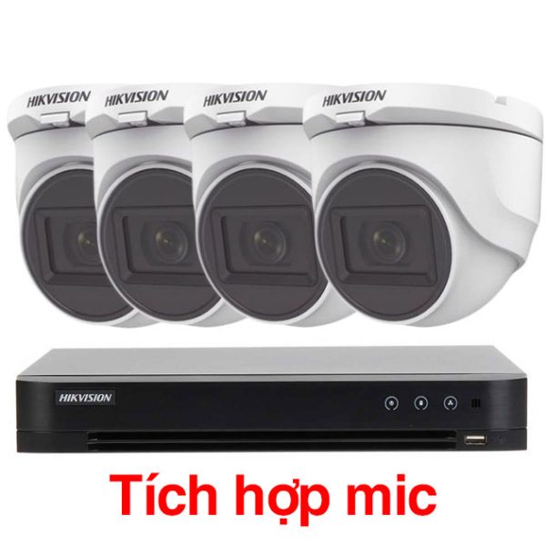 Trọn bộ 5-8 Camera + Đầu ghi hình 8 kênh HIKVISION độ phân giải 2 Megapixel full HD (thân tròn)